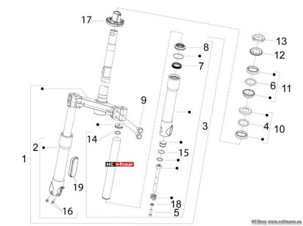 Piaggio Gabel/Lenkerleitung - Steuersatz Fly 50 4t 4v