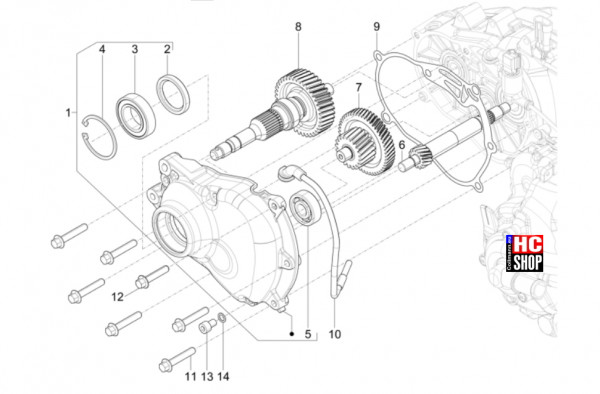 Vespa GTS 310 E5+ Classic-Super-Super Sport - Motor - Einheit Getriebe