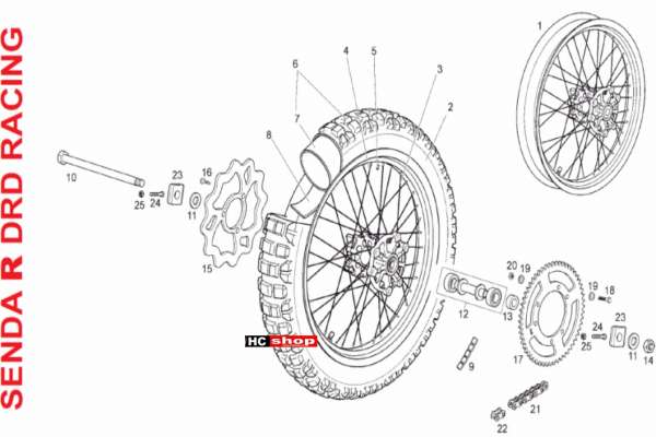 Derbi Senda 125 R-SM DRD RACING 4T Hinterrad