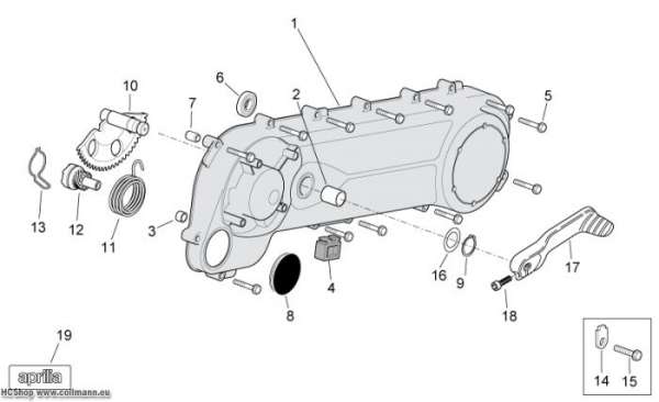 Aprilia Getriebedeckel Scarabeo 50 2T