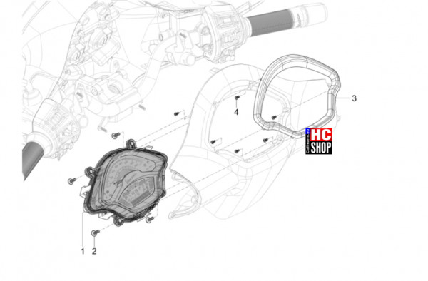 Vespa GTS 310 E5+ Classic-Super-Super Sport - Lenker-Lenkung - Cockpitinstrumente