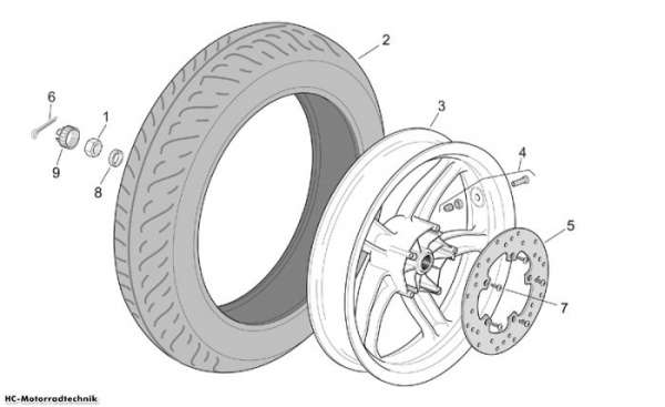 Aprilia Hinterrad Scarabeo E2 125/200