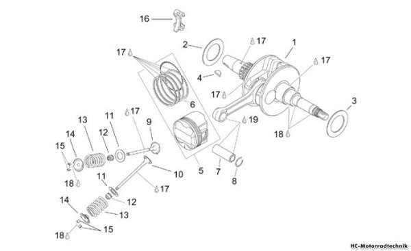 Aprilia Kurbelwelle - Ventile Leonardo 125-150