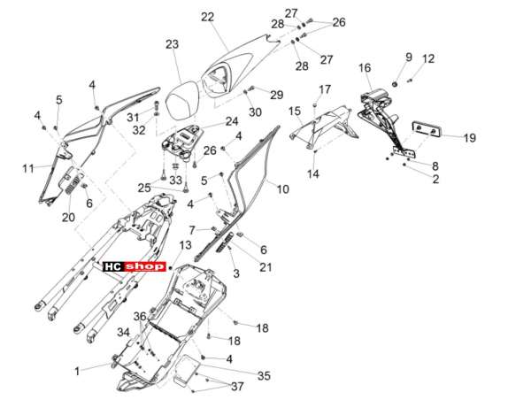 Aprilia RSV 4 1000 RR E4 ABS Aufbau Heckaufbau