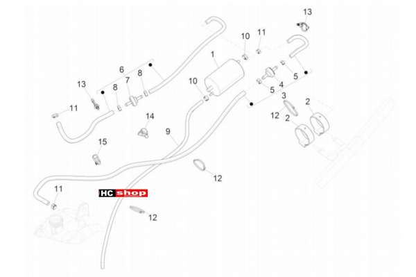 Piaggio MP3 350 Sport E4 ABS Fahrgestell Verdunstungsschutz-Anlage