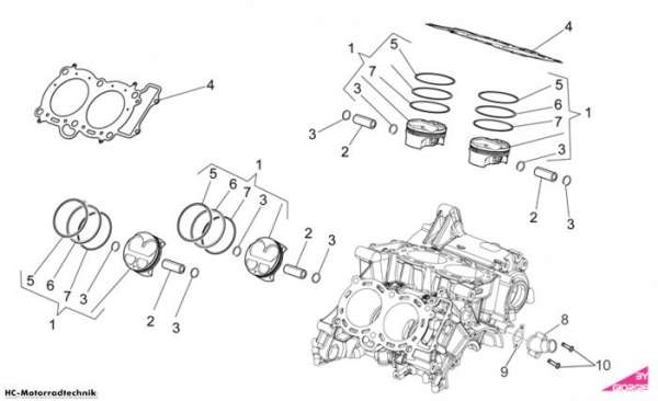 Aprilia Zylinder - Kolben RSV 4 1000