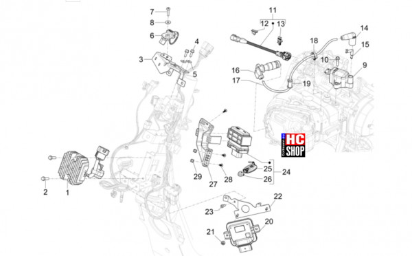Vespa Primavera 125 TECH E5 - Elektrische Anlage - Spannungsregler-Zündspule
