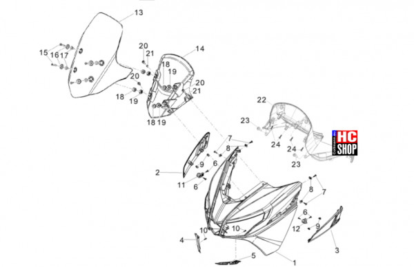 Aprilia SXR 50 E5+ - Fahrgestell-Karosserie - Frontschild