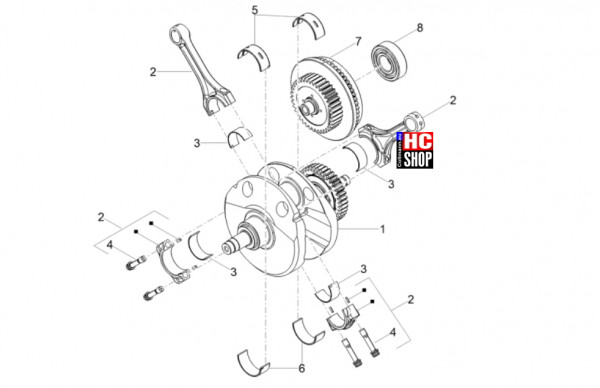 Moto Guzzi V100 Mandello Wind Tunnel E5+ - Motor - Kurbelwelle