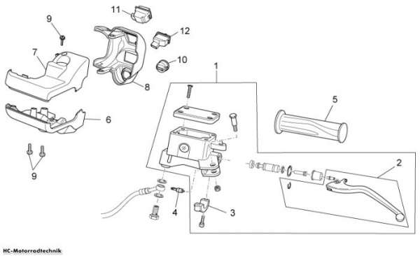 Aprilia Schaltungen links Scarabeo Light Carb. 125/200