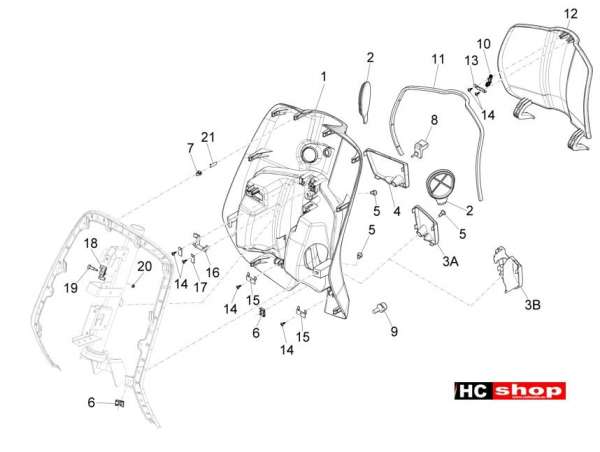 Vespa Sprint 50 Vorderes Handschuhfach - Schild-Rückseite