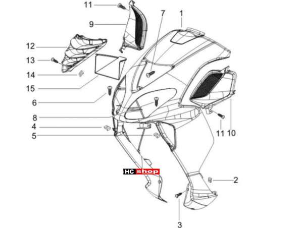 Piaggio NRG 50 2T E4 - Fahrgestell Frontschild