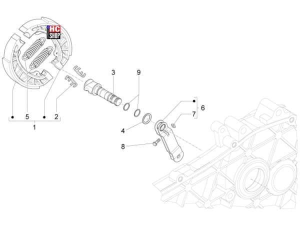 VESPA Sprint 50 E5 Motor Hinterebremse - Bremsbackensatz