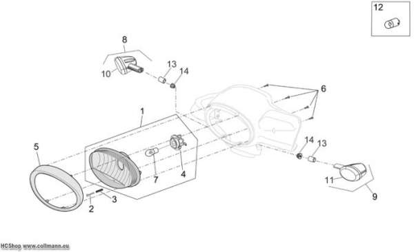 Aprilia Vorderer Lichter Scarabeo 4T E2 50