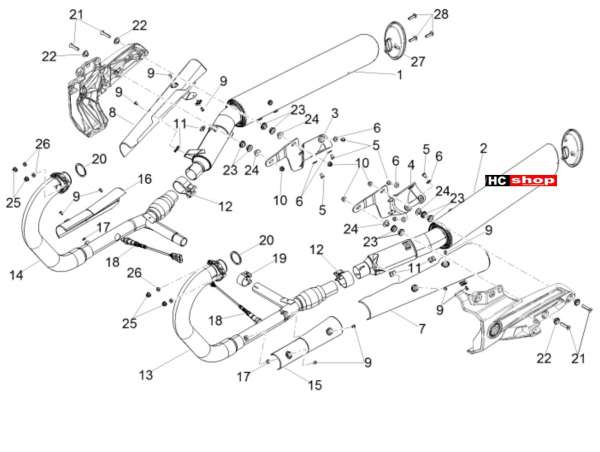 Moto Guzzi MGX 21 1400 ABS E4 - Motor Auspuff