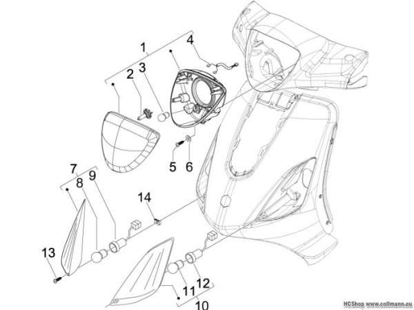Piaggio Vorderleuchten - Blinkleuchten Fly 50 4T