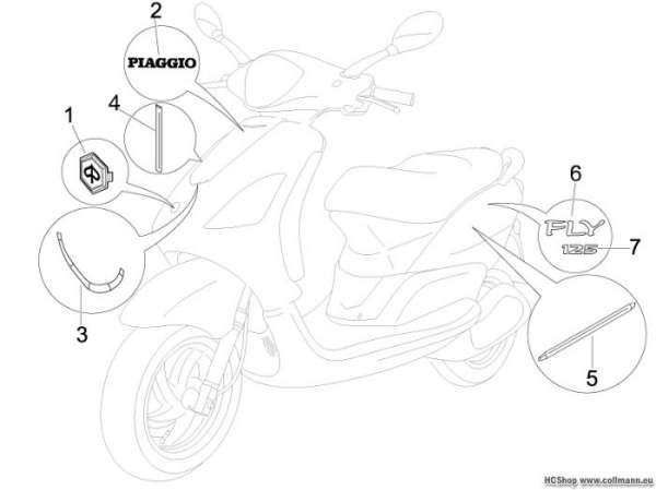 Piaggio Plaketten - Verzierungen Fly 125 4T
