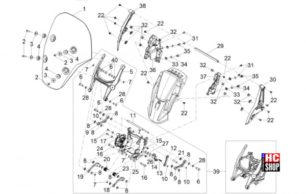 Moto Guzzi Stelvio E5+ - Aubau - Windschild-Windschutzscheibe