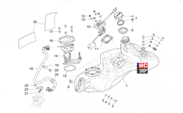 Vespa Primavera 125 TECH E5 - Fahrgestell-Karosserie - Kraftstofftank