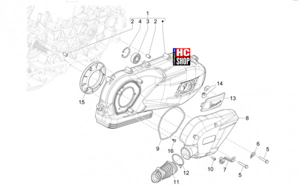 Vespa Primavera 125 TECH E5 - Motor - Kurbelwellendeckel-Kühlung Kurbelgehäuse