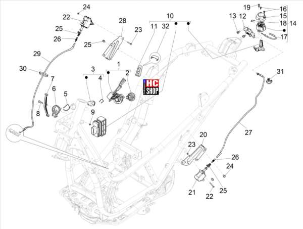 Piaggio Beverly 400 HPE E5 Fahrgestell-Karosserie Schlossen