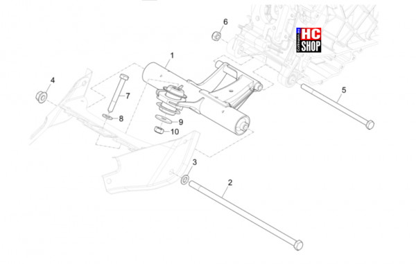 Vespa Primavera 50 E5 Officina 8 - Radaufhängungen - Schwingarm