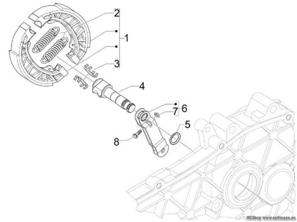 Piaggio Hinterbremse - Bremsbackensatzen Fly 50 4T