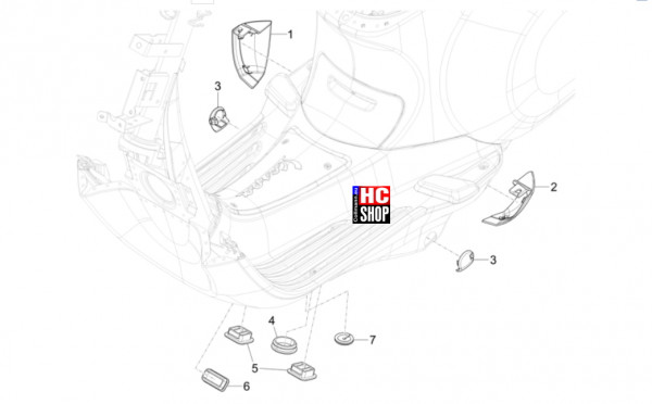 Vespa Primavera 125 TECH E5 - Fahrgestell-Karosserie - Seitenabdeckung-Spoiler