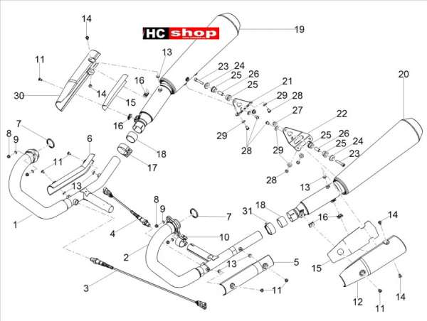 Moto Guzzi V7 III Racer 750 ABS E4 - Motor Auspuffrohr