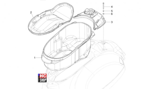 Vespa GTV 300 HPE RST - Fahrgestell-Karosserien - Schutzhelmgehäuse-Untersitz