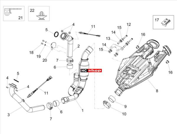 Aprilia Shiver 900 E4 ABS Motor Auspuffrohr