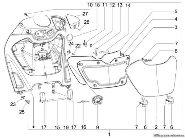Piaggio Vorderes Handschuhfach - Schild Beverly 125