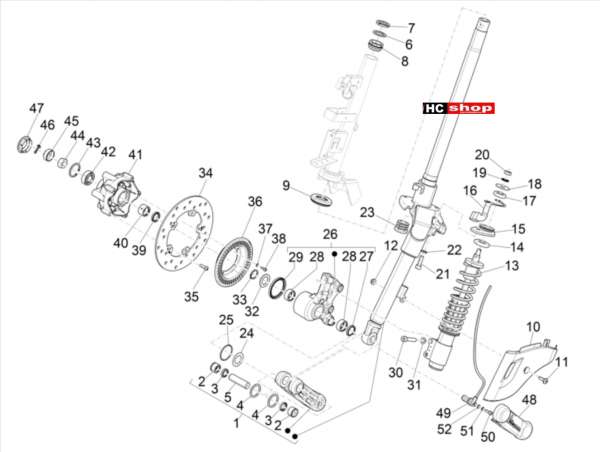 Vespa Primavera 125 4T E4 - Radaufhängung Gabel