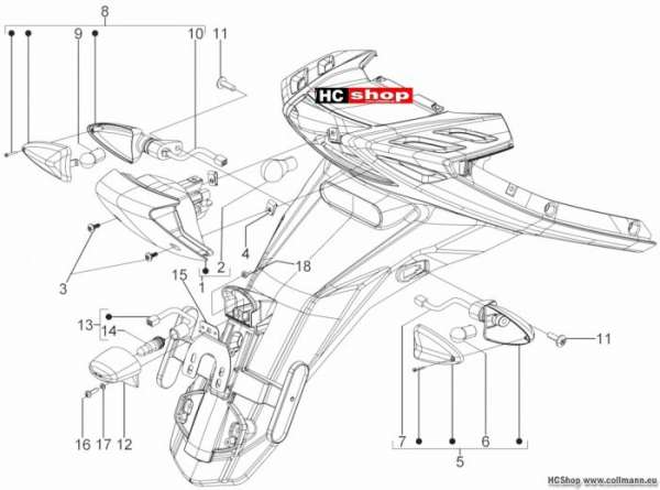 Piaggio Hinterleuchten - Blinkleuchten TPH 50