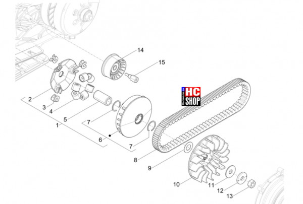 Piaggio MP3 310 HPE Sport E5+ - Motor - Antriebsriemenscheibe
