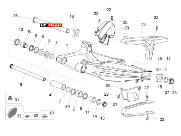 Aprilia Dorsoduro 900 E4 ABS Rahmen Schwinge