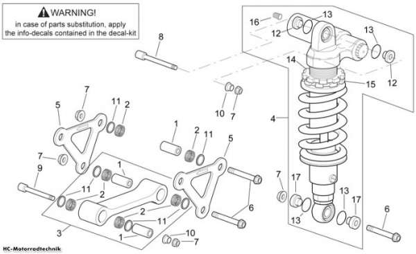 Aprilia Pleuelstange und Stoßdämpfer RSV 1000