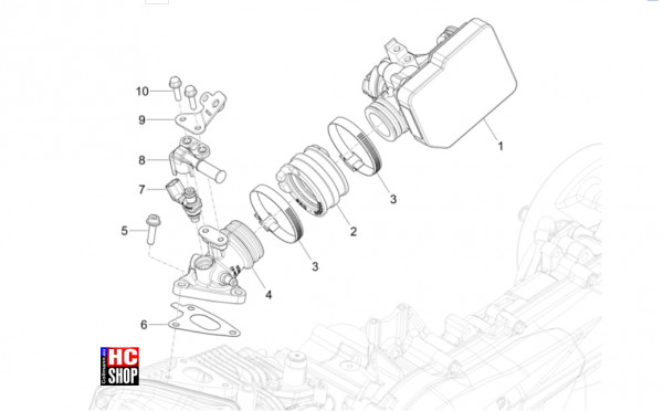 Vespa Primavera 125 TECH E5 - Motor - Drosselkörper-Einspritzdüse-Ansaugstutzen