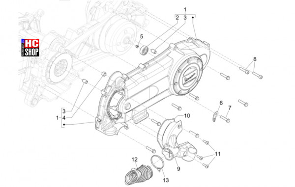 Vespa Primavera 50 E5 Officina 8 - Motor - Kurbelwellendeckel-Kühlung Kurbelgehäuse