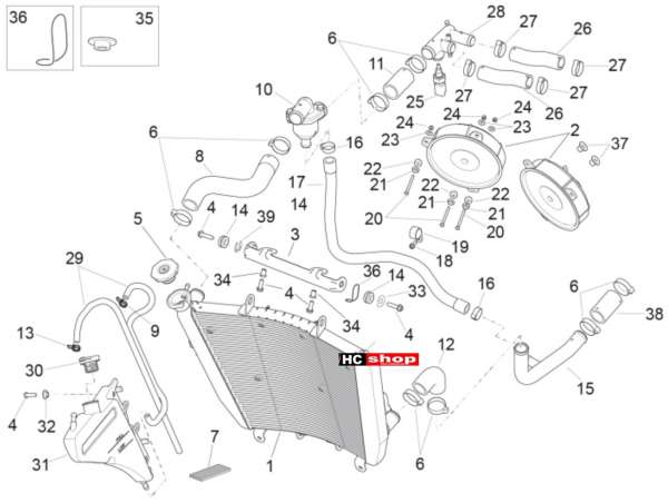 Aprilia RSV 4 1000 RF E4 ABS Kühlanlage Kühlanlage