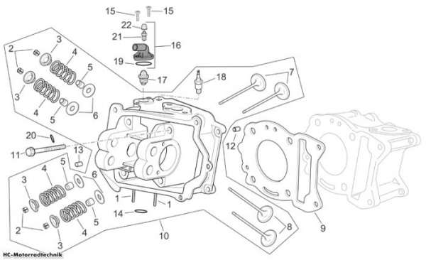 Aprilia Zylinderkopf Scarabeo Light E3 250