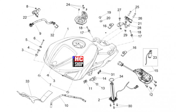 Aprilia Tuono V4 Factory 1100 E5 SE 09 SBK - Tank - Kraftstofftank