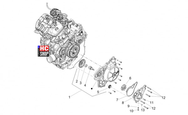 Aprilia RS 457 8V E5 - Motor - Wasserpumpe