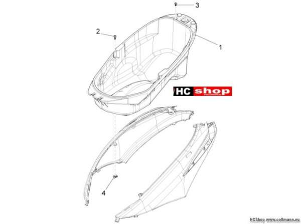 Piaggio Schutzhelmgehäuse - Untersitz Fly 125 ie 3V