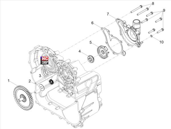 Moto Guzzi V100 Mandello E5 Motor Wasserpumpe