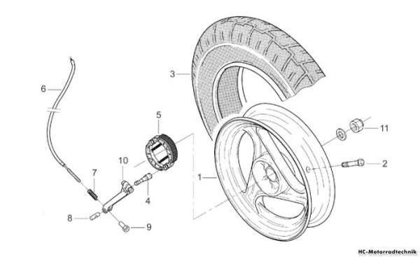 Aprilia Hinterrad SR Air (Oriz. Cylinder) 50