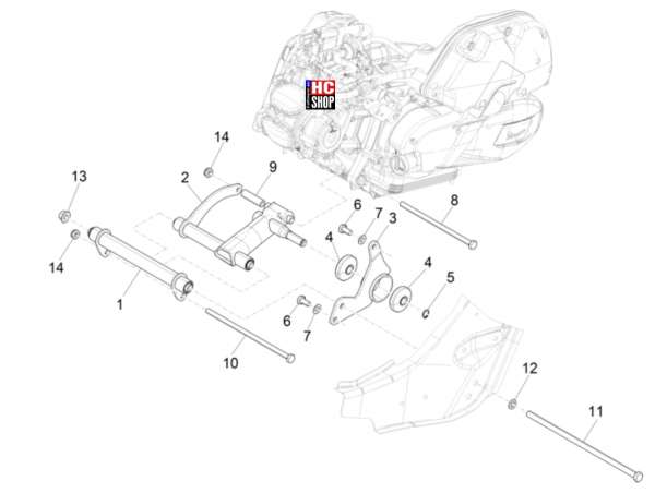 VESPA GTS 125 Super E5 Radaufhängung Schwingarm