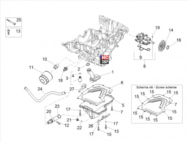 Aprilia Tuono V4 1100 E5 - Motor - Schmierung