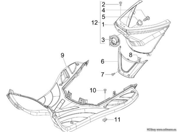 Piaggio Mittlere Verklaidung - Fußraster Fly 50 2T