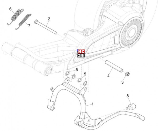 Vespa Elettrica 45KmH E5 Karosserie - Hauptständer